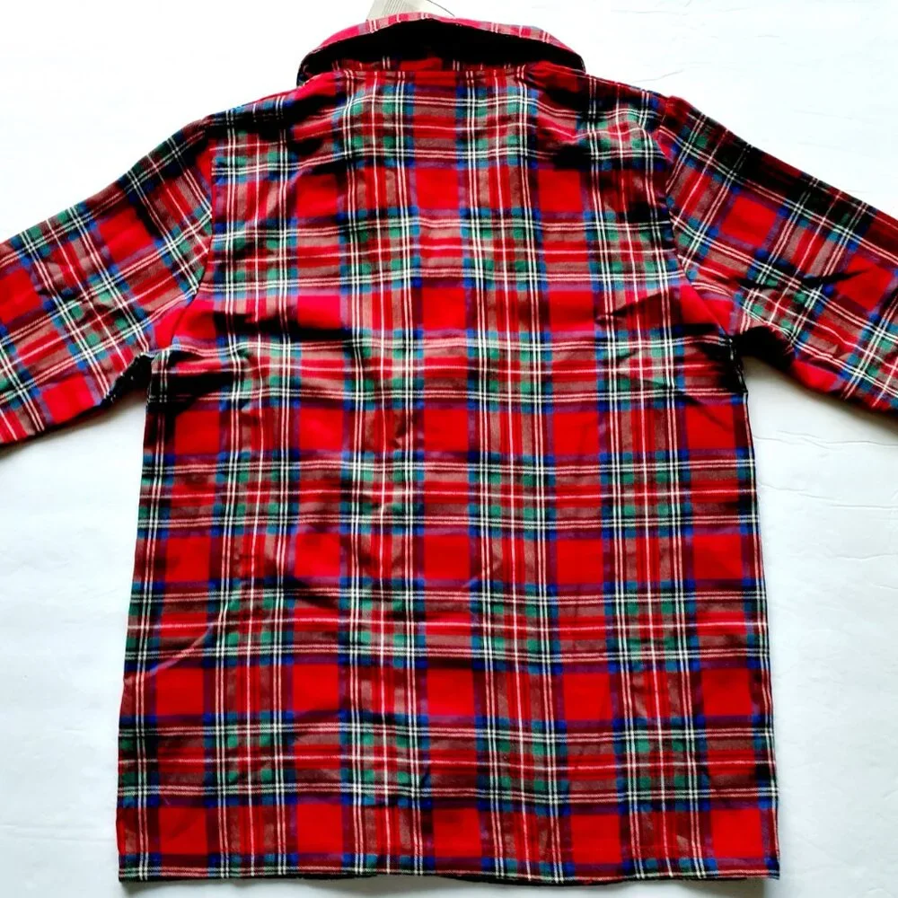 Kids Christmas Pajamas 2 Piece Set Red Plaid Shirt Pants Large 10-12 New